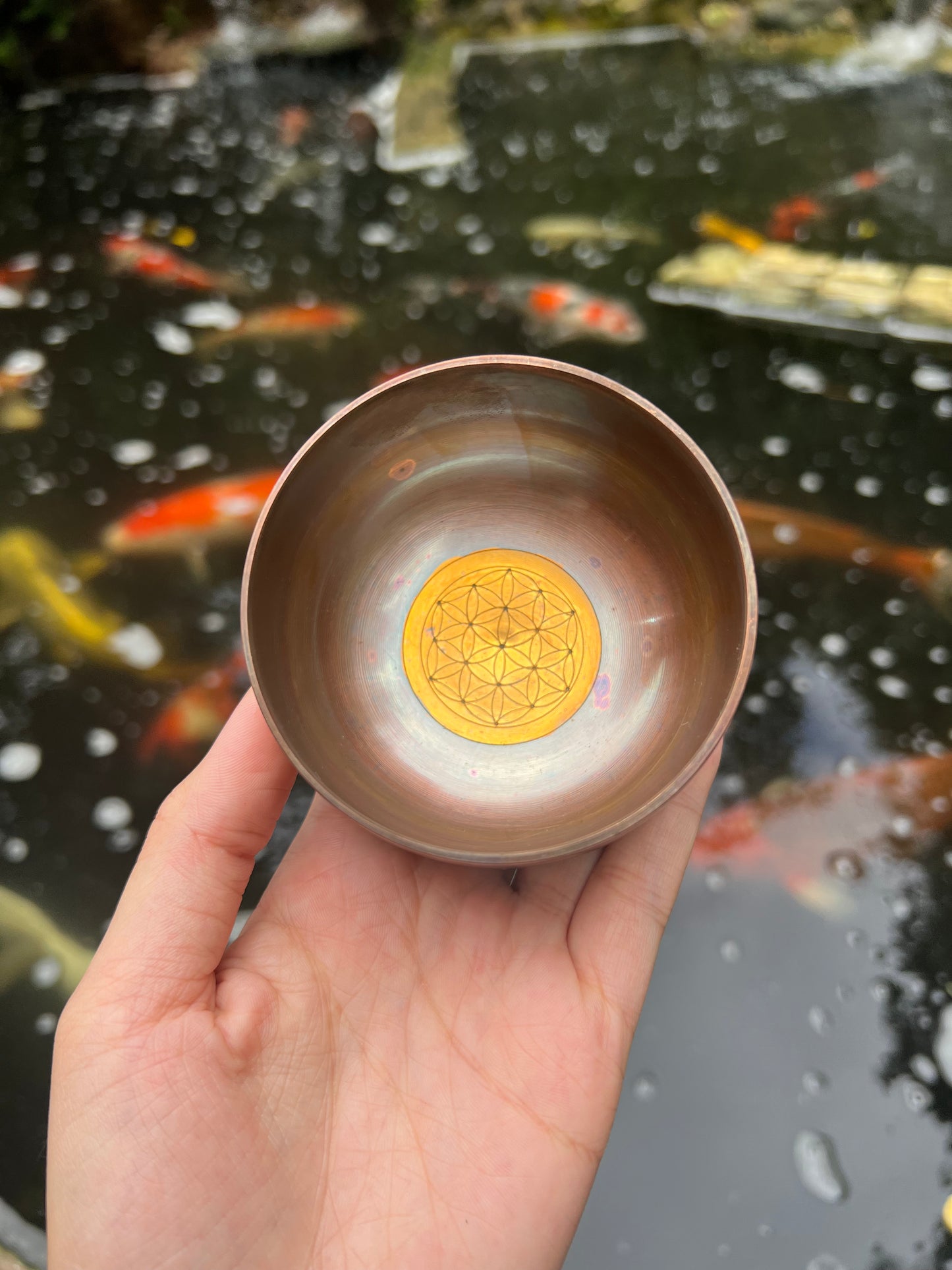Flower of Life Copper Singing Bowl + Carrying Case