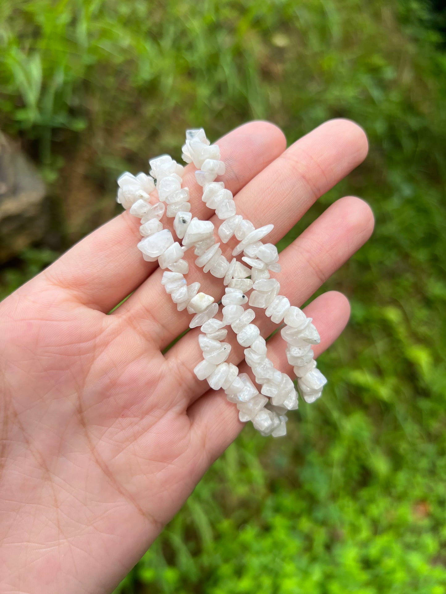 White Rainbow Moonstone Chip Bracelet