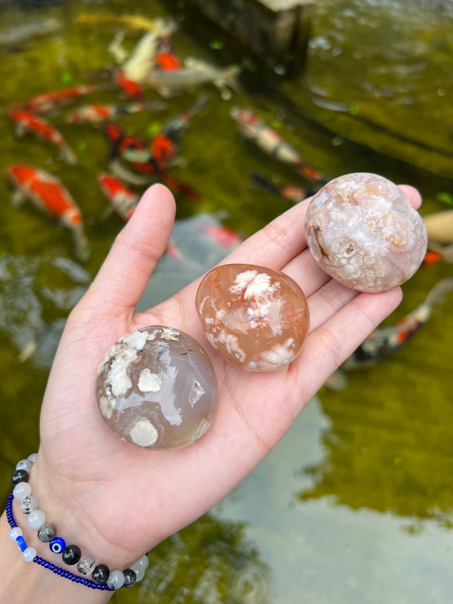 Flower Agate Palm Stone