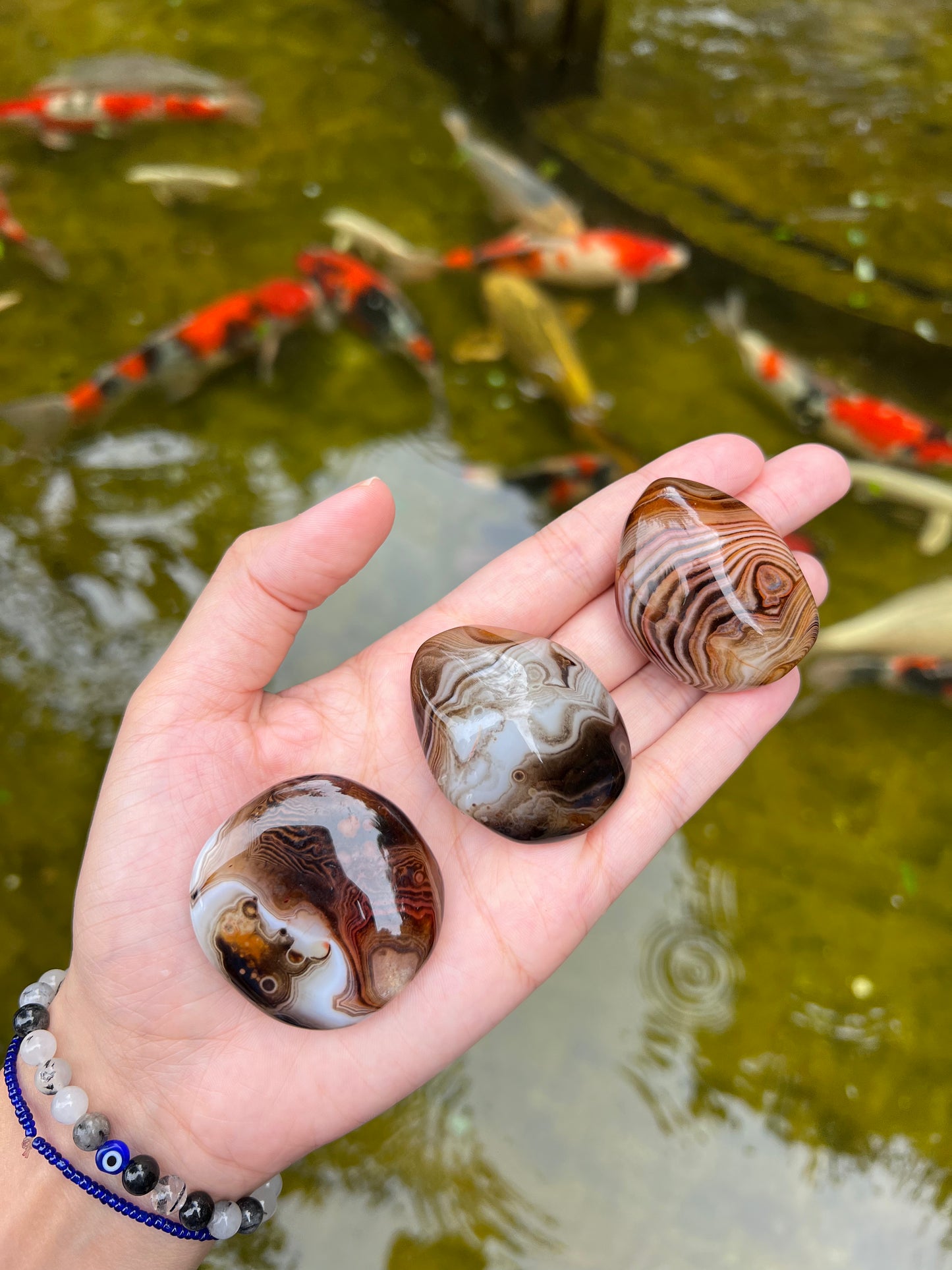 Brown Sardonyx Banded Agate Palm Stone