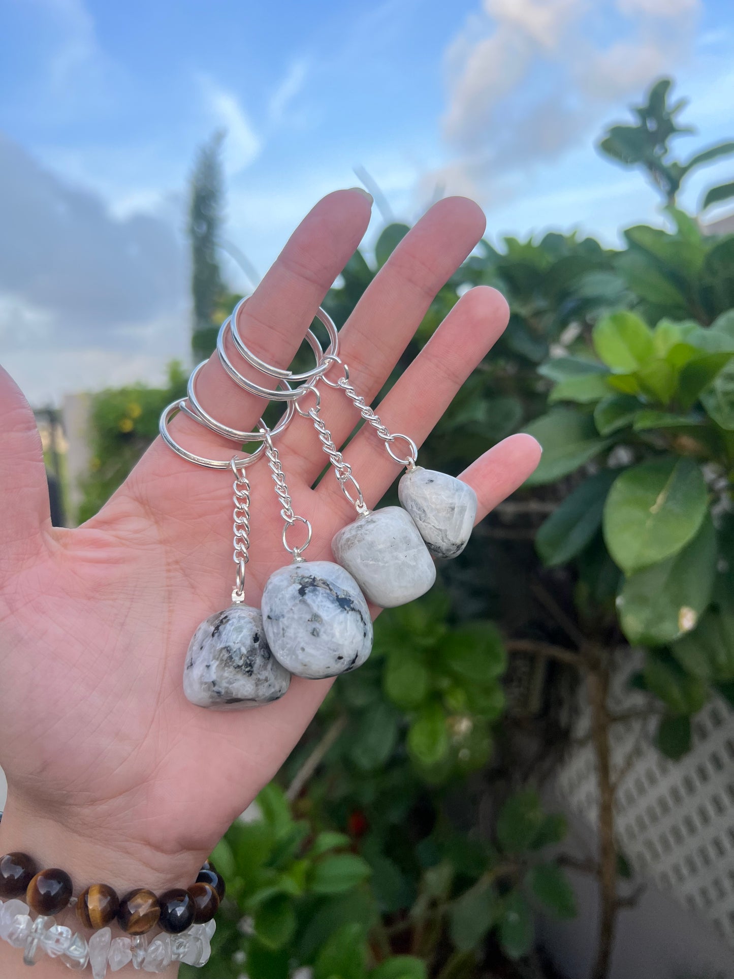 Rainbow Moonstone Keychain