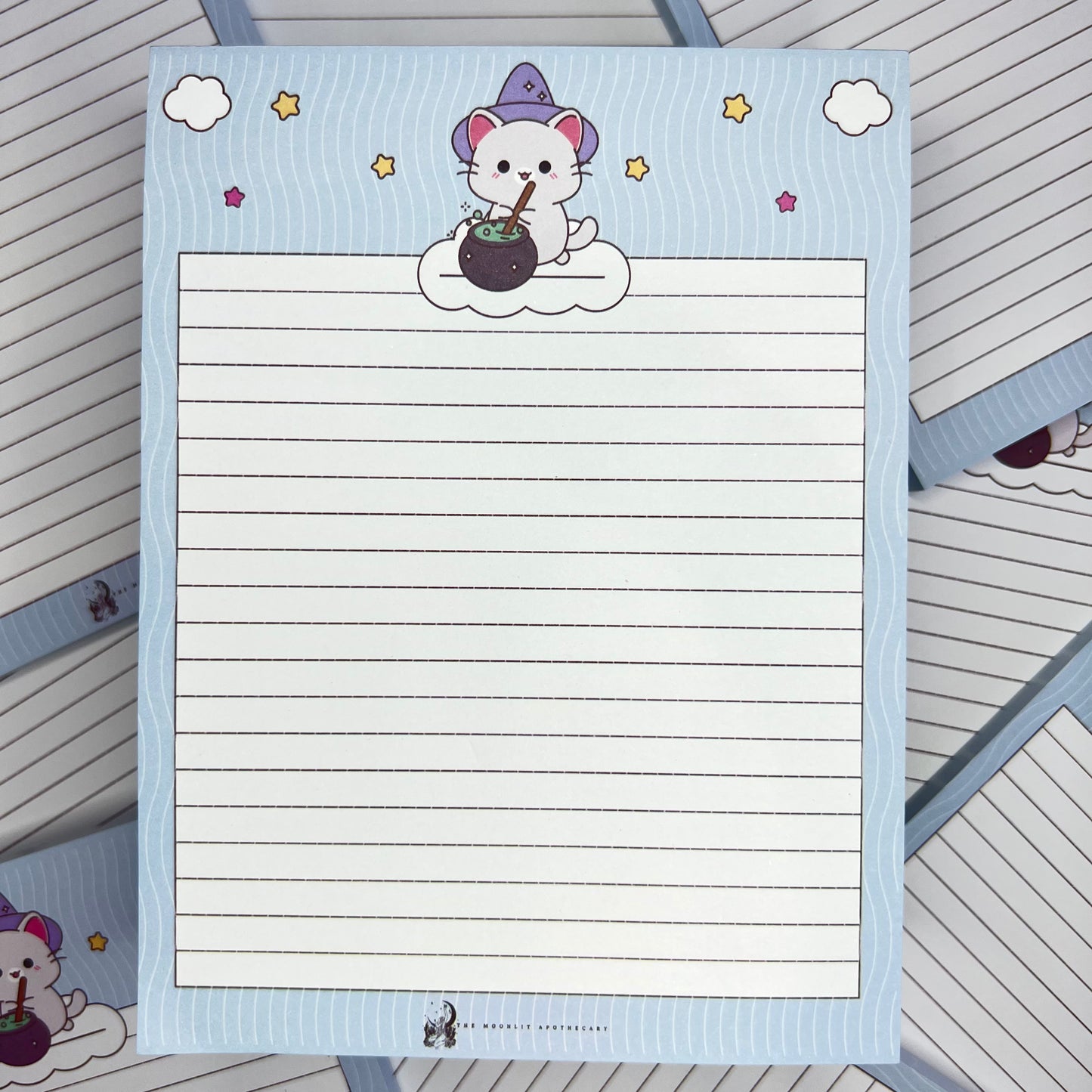 Blue Witchy Kitty Notepad