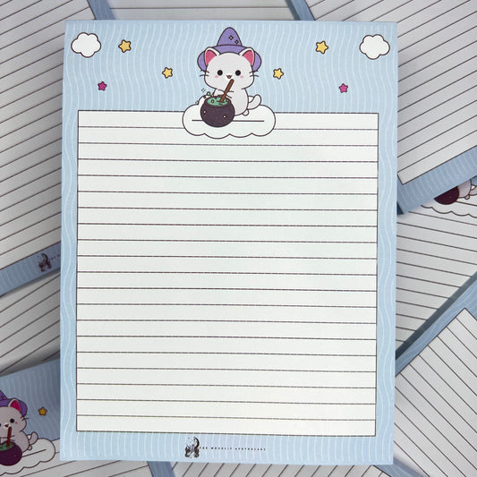 Blue Witchy Kitty Notepad