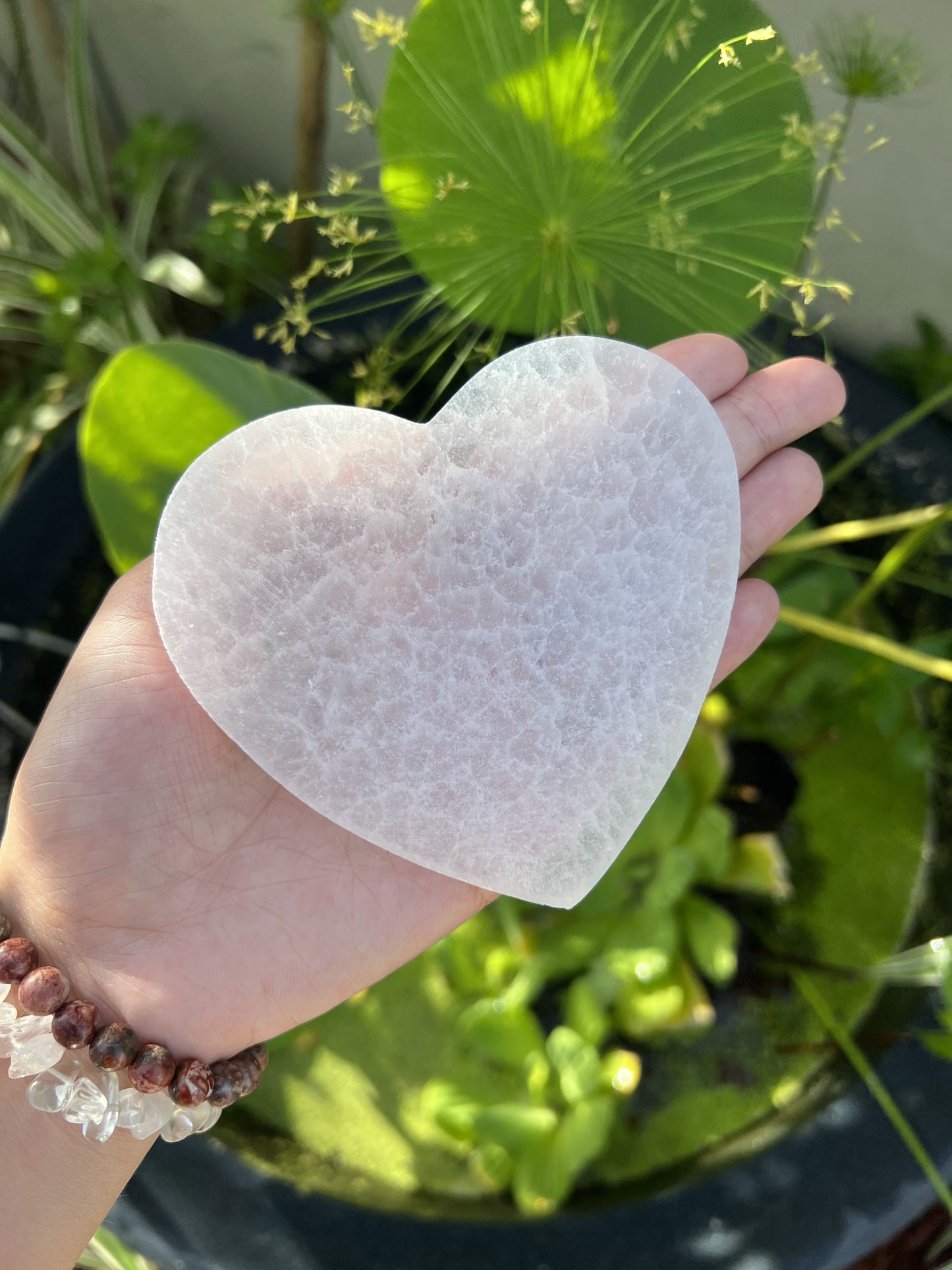 Heart Shaped Selenite Charging Plate