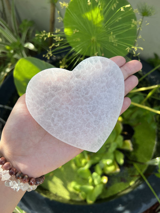 Heart Shaped Selenite Charging Plate