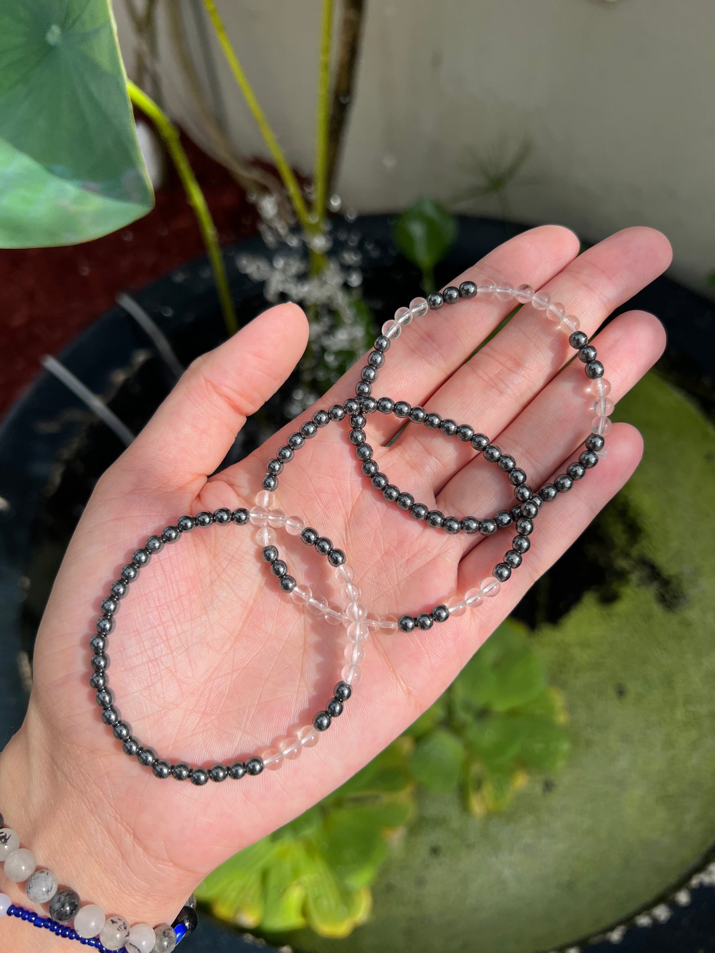 Hematite and Clear Quartz Bracelet
