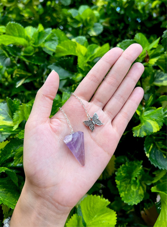 Amethyst Pendulum w/ Butterfly Charm
